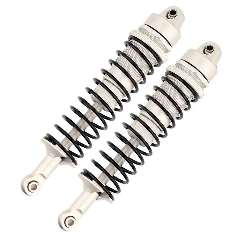 GTFRUQAS RC Autozubehö Für Axial SCX6 1/6 2 Stücke Metalllegierung Vorne Und Hinten Stoßdämpfer Für Feder 145mm RC Autozubehör Upgrade Teile Ersatzteile(Silver) von GTFRUQAS