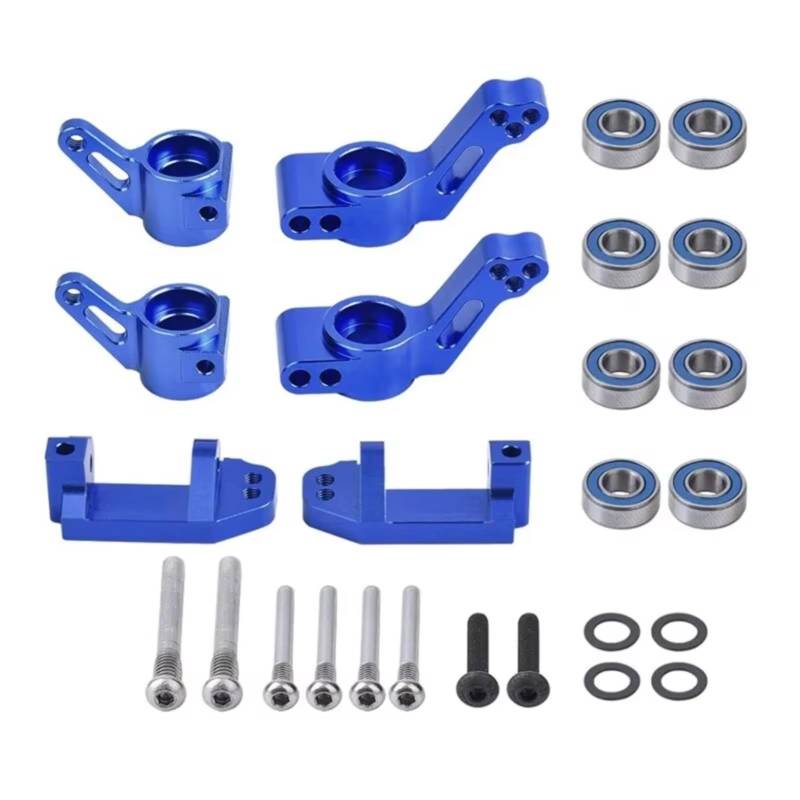 GTFRUQAS RC Autozubehö Für Traxxas 2WD Für Slash Für Stampede Für Rustler 1/10 1 Satz Metall-Vorderachsblock Lenkblock Hinterachsschenkelhalterungssatz RC-Autoteil(Blue) von GTFRUQAS