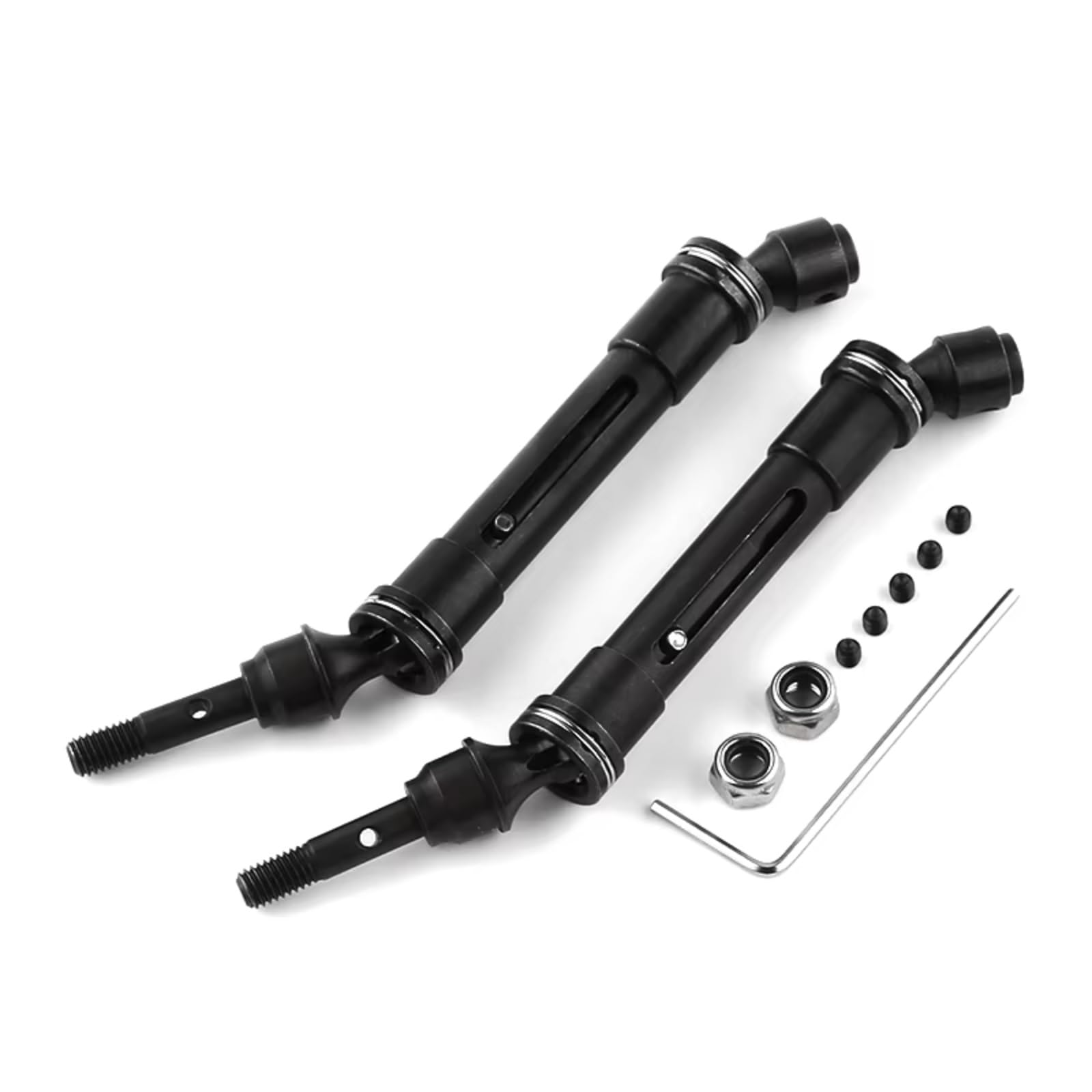 GTFRUQAS RC Autozubehö Für Traxxas Für Slash 4X4 Für Rustler Für VXL Für Stampede 4X4 Für VXL 1/10 Stahl CVD Vorne Hinten Antriebswelle Montage Heavy Duty Auto Teile(Black,Front) von GTFRUQAS