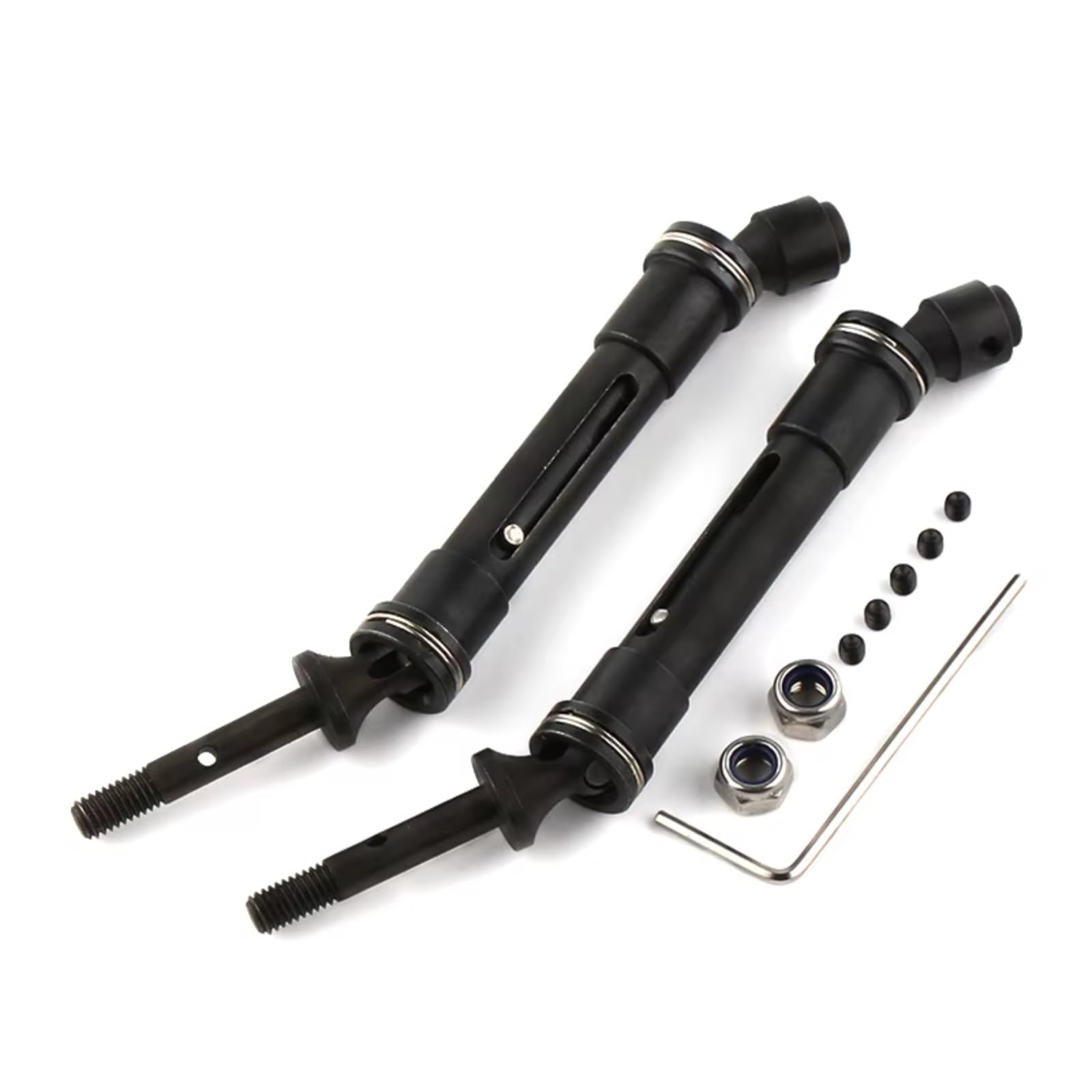 GTFRUQAS RC Autozubehö Für Traxxas Für Slash 4X4 Für Rustler Für VXL Für Stampede 4X4 Für VXL 1/10 Stahl CVD Vorne Hinten Antriebswelle Montage Heavy Duty Auto Teile(Black,Rear) von GTFRUQAS