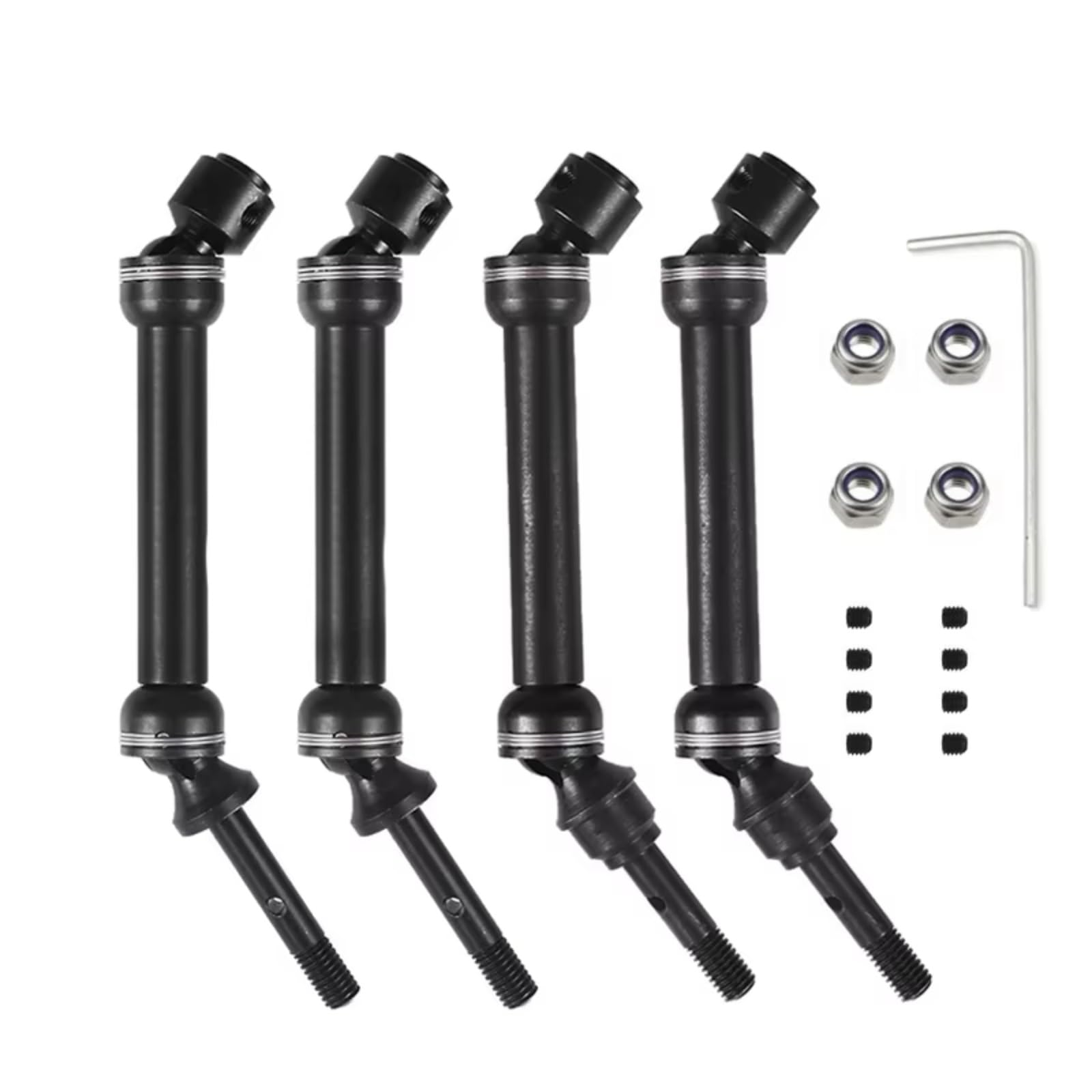 GTFRUQAS RC Autozubehö Für Traxxas Für Slash 4X4 SLA017 SLA018 1/10 CVD Stahl Vorne Hinten Antriebswelle Montage Heavy Duty RC Upgrade Zubehör(Front Rear 4pcs) von GTFRUQAS