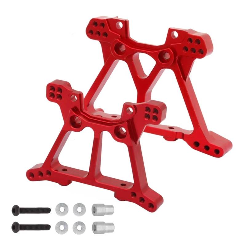 GTFRUQAS RC Autozubehö Für Traxxas Für Slash 4x4 4WD 1/10 1 Set Vorder- Und Hinterer Stoßdämpferturm Metall Kit 6838 6839 RC Auto Ersatz Upgrade Teile Zubehör(Red) von GTFRUQAS
