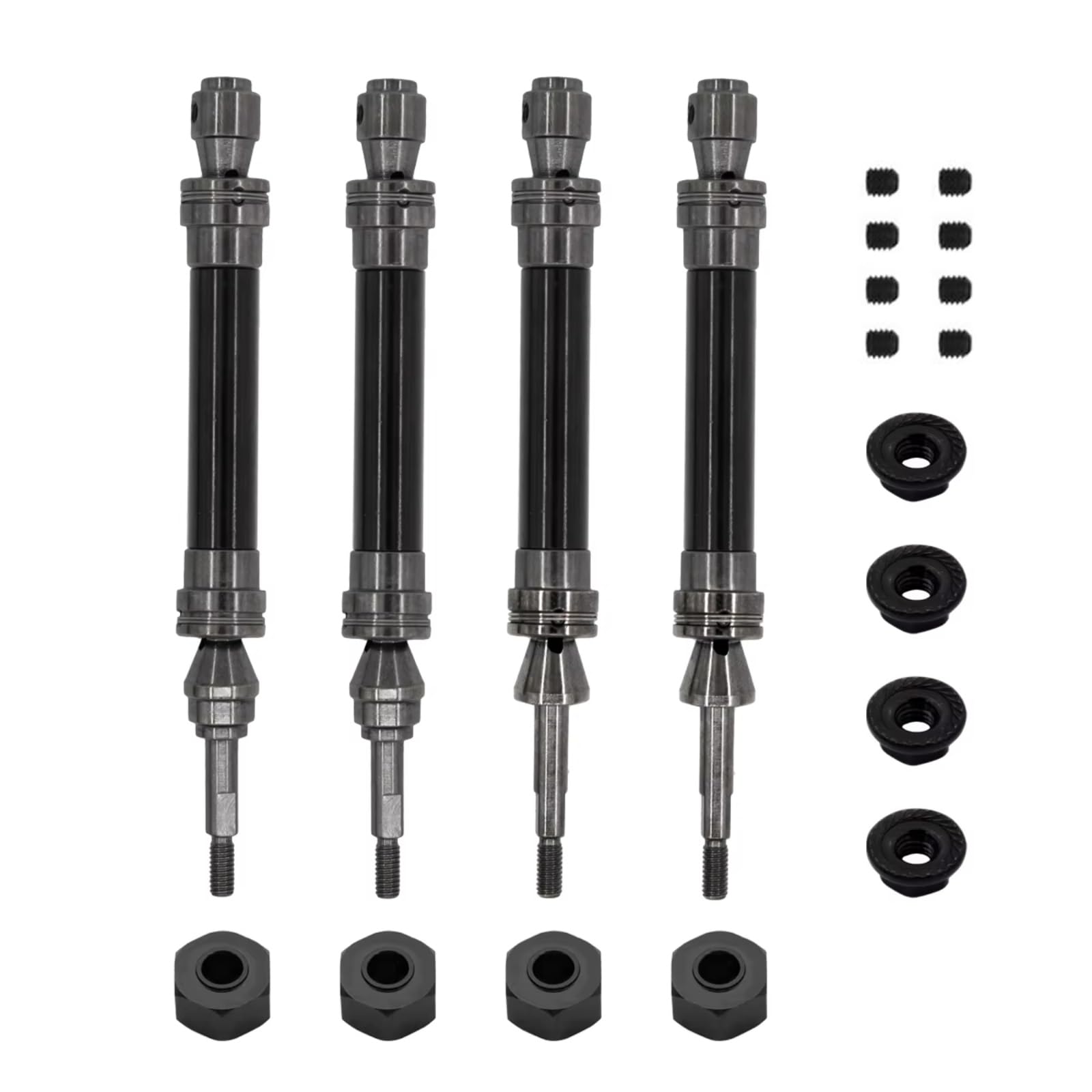 GTFRUQAS RC Autozubehö Für Traxxas Für Slash Für Rustler Für Stampede Für Hoss Für VXL 4X4 1/10 Metall Vordere Und Hintere Antriebswelle CVD RC Auto Upgrade Teile(Black,1set) von GTFRUQAS