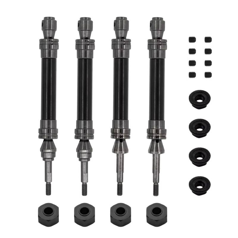 GTFRUQAS RC Autozubehö Für Traxxas Für Slash Für Rustler Für Stampede Für Hoss Für VXL 4X4 1/10 Metall Vordere Und Hintere Antriebswelle CVD RC Auto Upgrade Teile(Black,1set) von GTFRUQAS