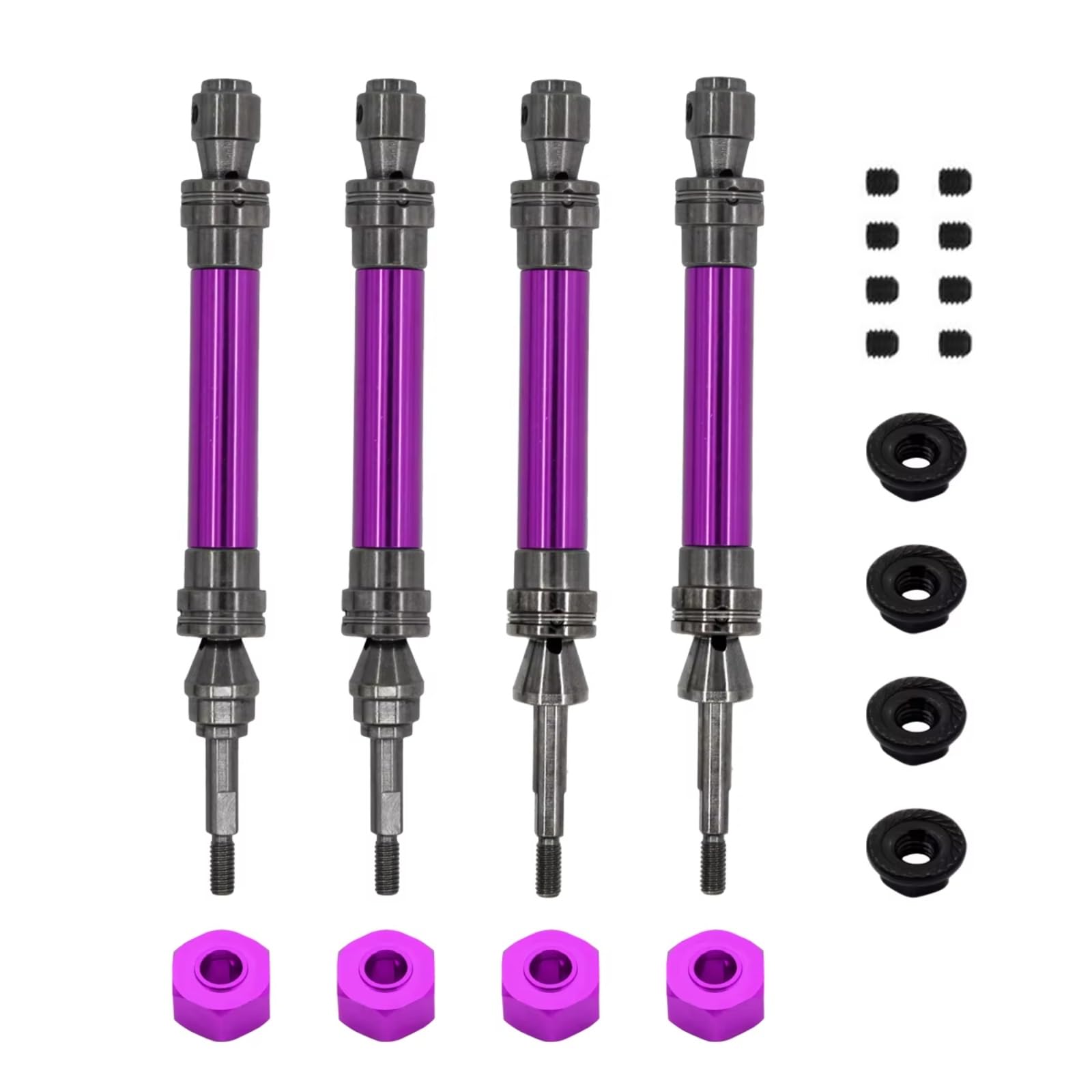 GTFRUQAS RC Autozubehö Für Traxxas Für Slash Für Rustler Für Stampede Für Hoss Für VXL 4X4 1/10 Metall Vordere Und Hintere Antriebswelle CVD RC Auto Upgrade Teile(Purple,1set) von GTFRUQAS
