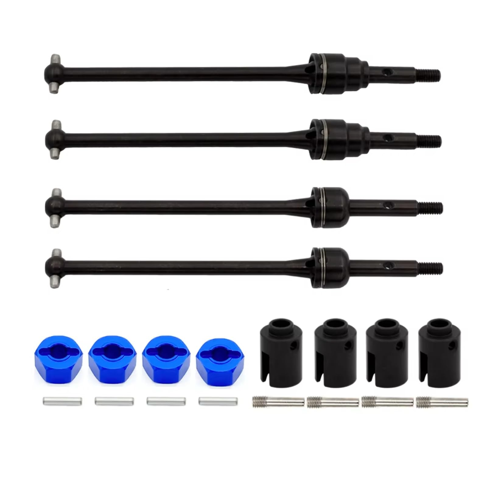GTFRUQAS RC Autozubehö Für Traxxas Für Slash Für Rustler Für Stampede Für Hoss Für VXL 4X4 2WD 1/10 4PCS Stahl Vorne Hinten Antriebswelle CVD RC Auto Upgrades Teile(Front and Rear) von GTFRUQAS