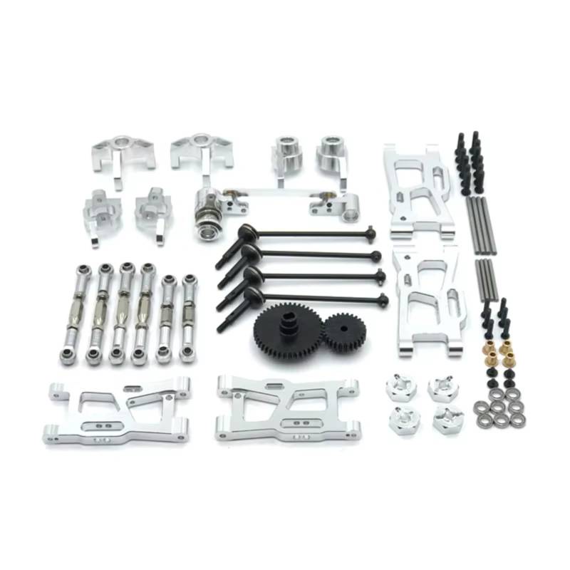 GTFRUQAS RC Autozubehö Für WLtoys 124016 124017-18 124019 144001144010 Antriebswelle Zugstange Für Schwenkarm Lenkgetriebe RC Autoteile Metall Upgrade Kit(Silver) von GTFRUQAS