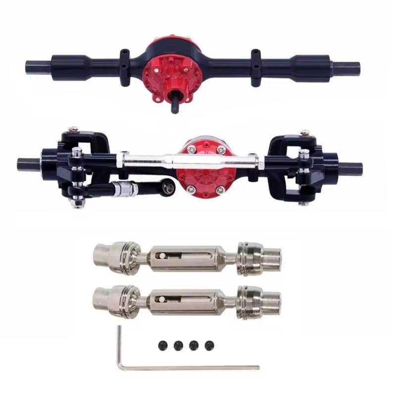 GTFRUQAS RC Autozubehö Für WPL C14 C24 C34 C44 C54 B14 B24 1/16 Metall Vordere Hinterachse Und Antriebswelle Set RC Auto Upgrade Teile Zubehör(Black,B) von GTFRUQAS