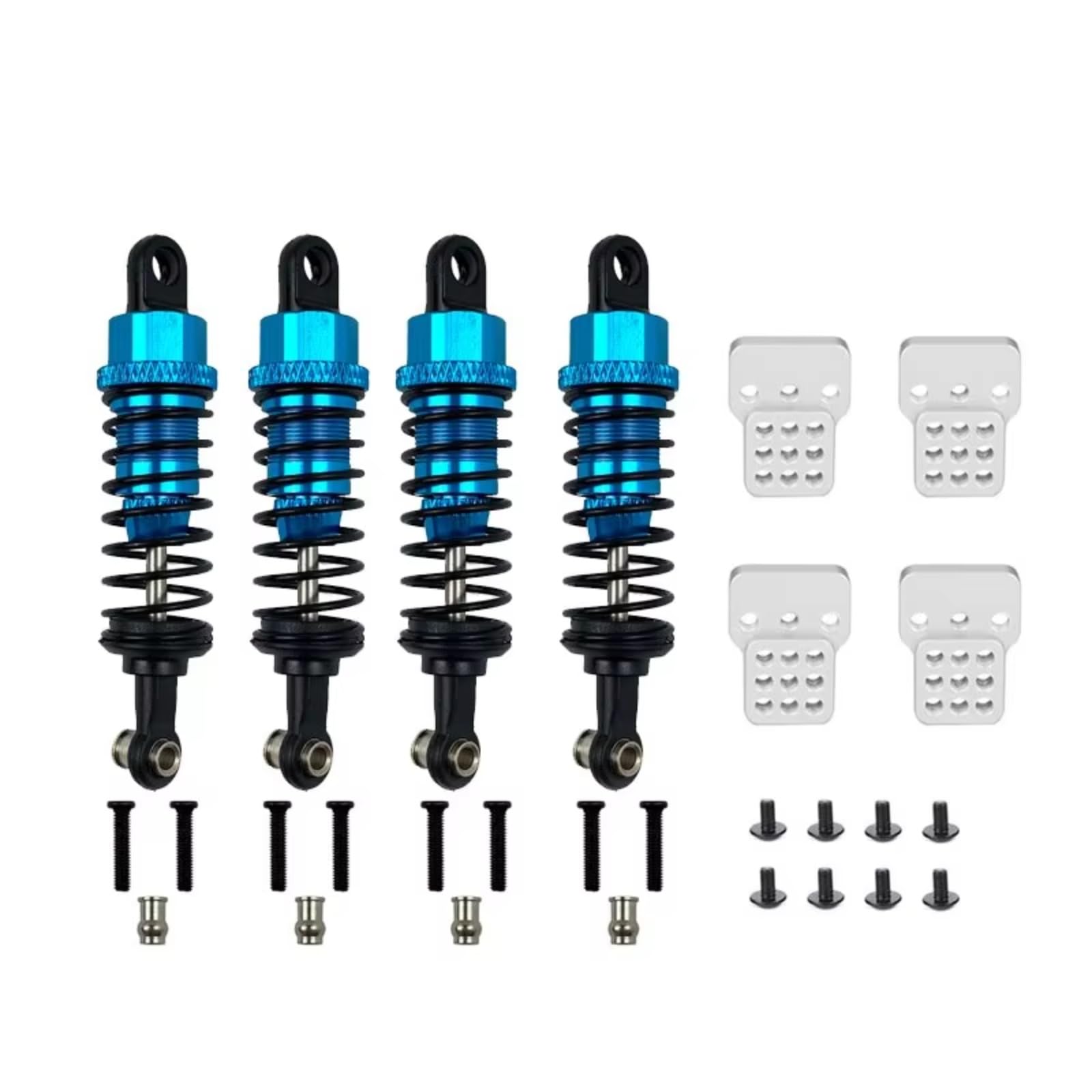 GTFRUQAS RC Autozubehö Für WPL C14 C24 Für MN D90 D91 MN99 99 1 Set Metallstoßdämpfer Ölgefüllter Typ Mit Stoßdämpferturm RC Auto Einstellbare Upgrade-Teile(Sky Blue) von GTFRUQAS