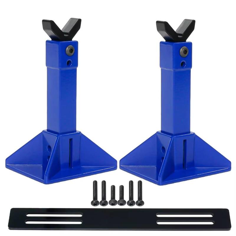 GTFRUQAS RC Autozubehör Für Axial Für SCX10 Für Traxxas Für TRX4 D90 1/8 1/10 Metallhöhenverstellbarer Wagenheber RC-Autohalter Ständer Dekoration RC Crawler(Blue) von GTFRUQAS