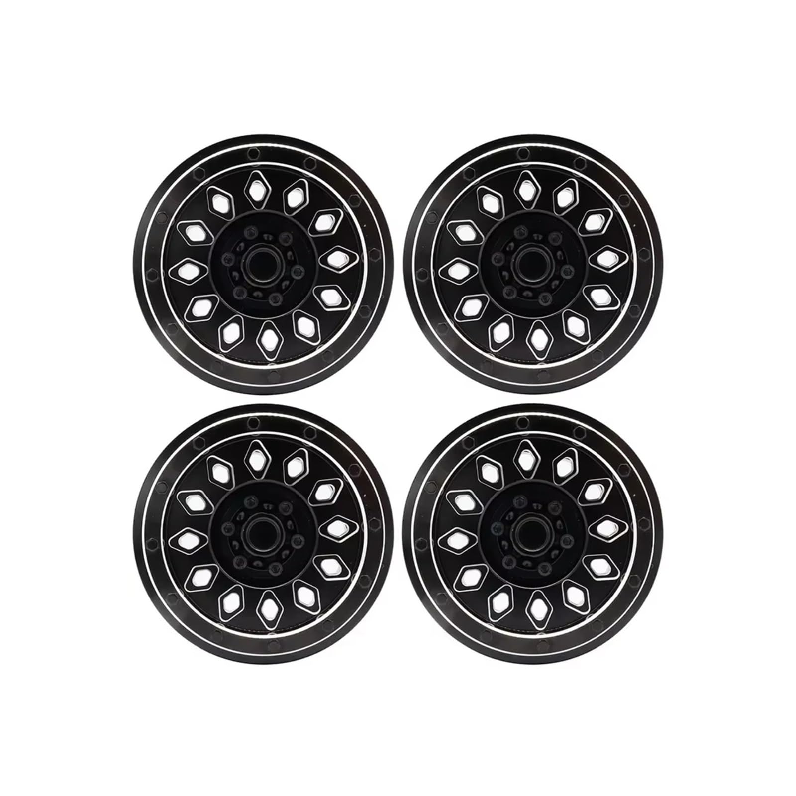 GTFRUQAS RC Autozubehör Für Axial SCX6 1:6 4 Stück CNC-Aluminiumlegierung Radnabe Felge RC-Auto Fernbedienung Crawler Autozubehör Teile Upgrade Ersatz(Black) von GTFRUQAS