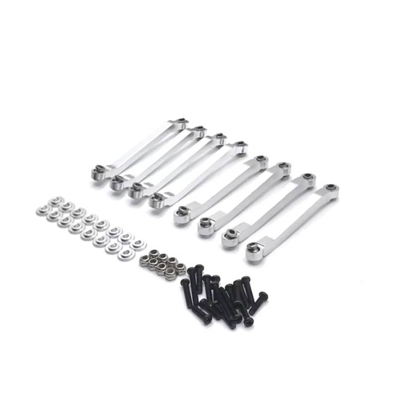 GTFRUQAS RC Autozubehör Für Mangniu Für MN98 D90 D91 D96 99S V1 1/12 Metallmodifizierte Feste Pleuelstange Fernbedienung Raupenfahrzeug-Upgrade-Teile Zubehör(Silver) von GTFRUQAS