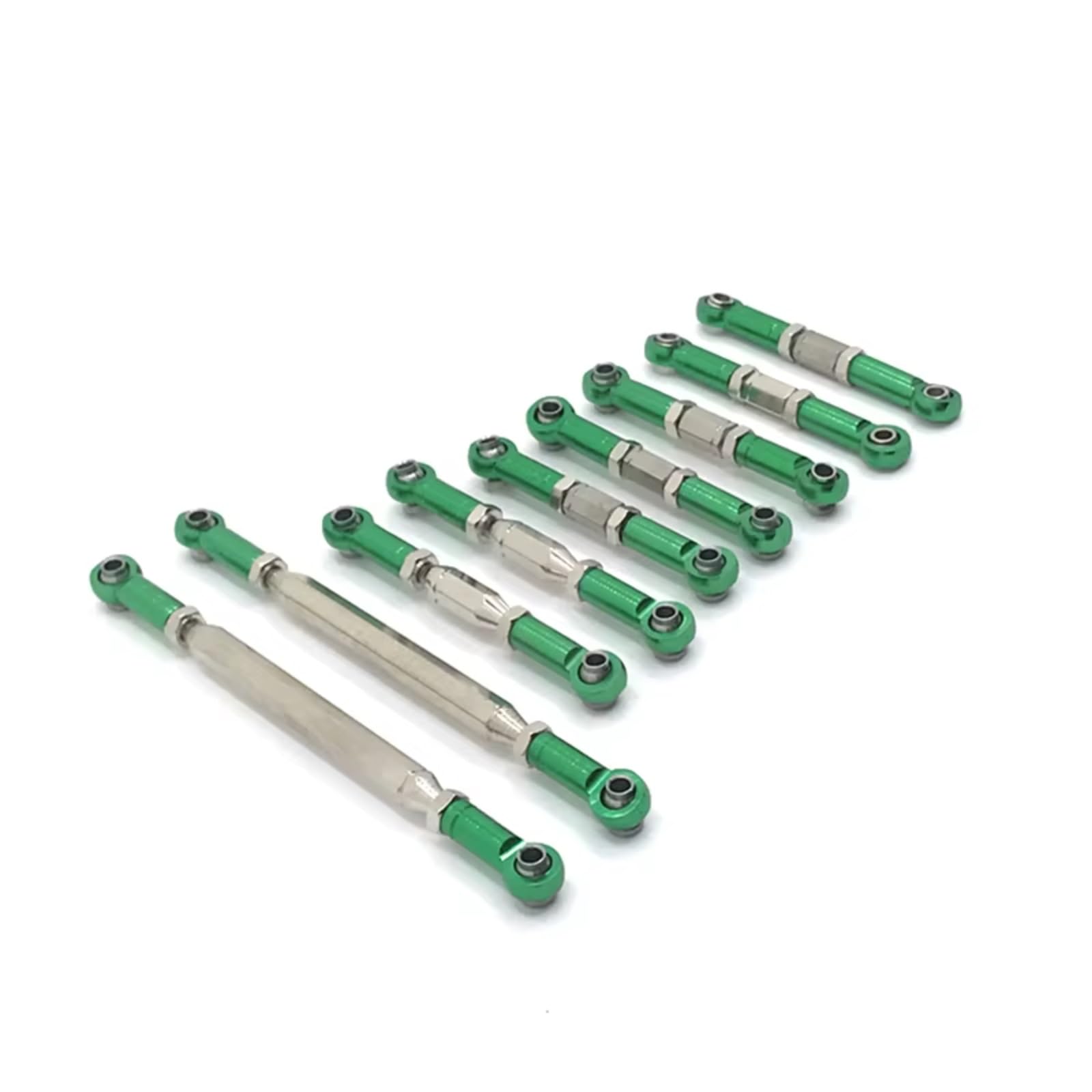 GTFRUQAS RC Autozubehör Für WLtoys 12427 12429 12428 12423 FY01 FY02 FY03 Metallteile Einstellbare Pleuelstange Fernbedienung Auto Upgrade Teile Zubehör(Green) von GTFRUQAS