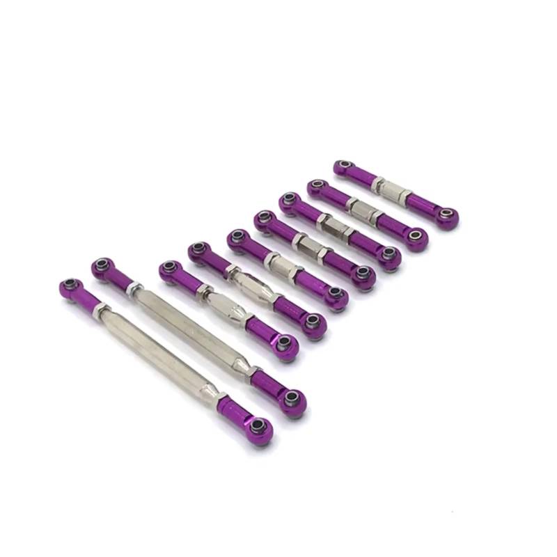 GTFRUQAS RC Autozubehör Für WLtoys 12427 12429 12428 12423 FY01 FY02 FY03 Metallteile Einstellbare Pleuelstange Fernbedienung Auto Upgrade Teile Zubehör(Purple) von GTFRUQAS