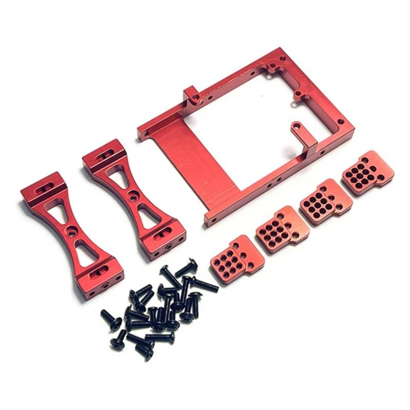 GTFRUQAS RC Ersatzteile Für WPL C14 C24 B14 B24 1/16 RC Car Kit Metall Servo Halterung Strahl Querträger Shock Mount Fernbedienung Auto Upgrade Teile(Red) von GTFRUQAS