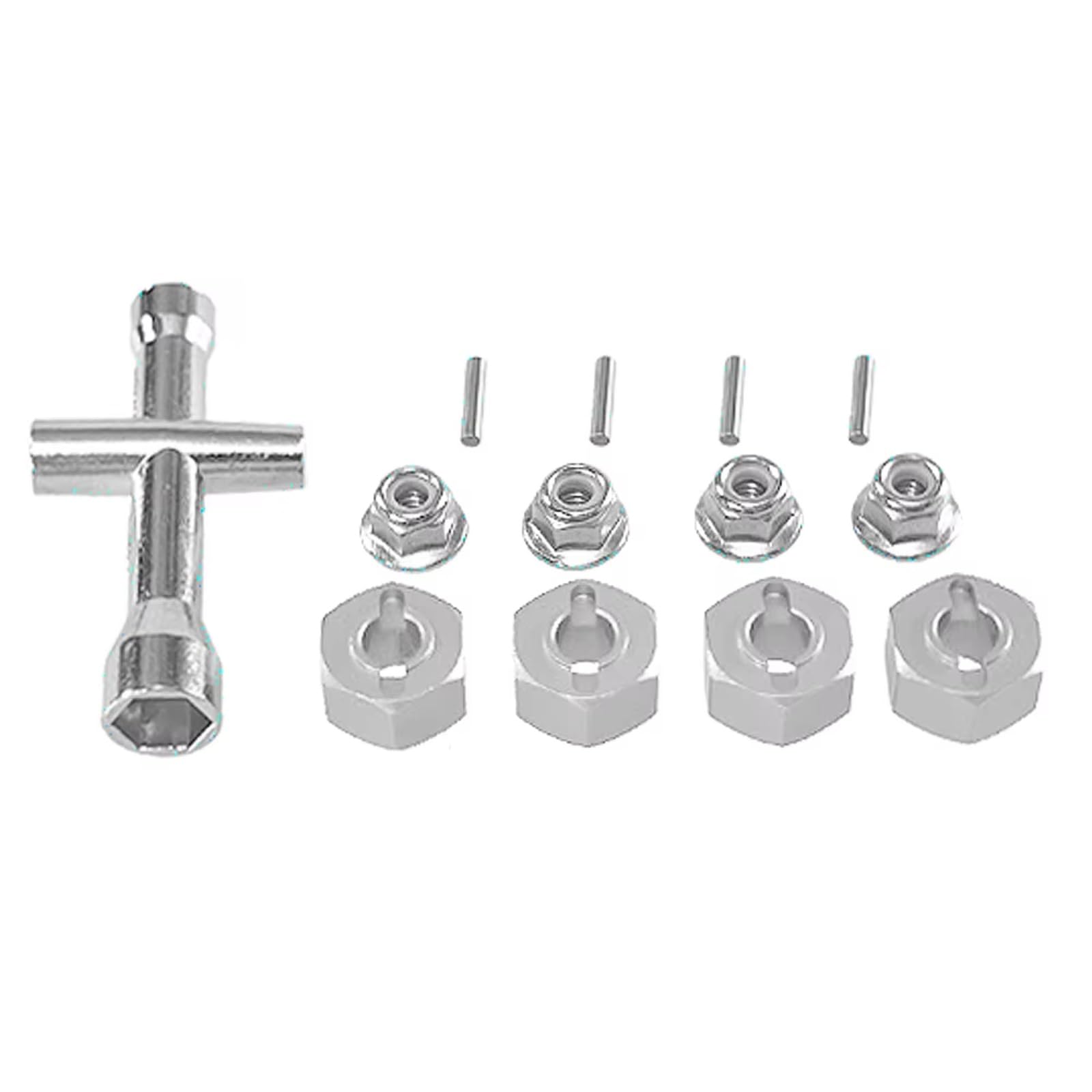 RC Autozubehö Für Hyper Go Für MJX 14209-10 H14BM 14301 02 03 H16BM 1/14 1/16 Kreuzschlüssel Hex Set M4 Mutter Metall Fernbedienung Auto Upgrade Teile(Silver) von GTFRUQAS
