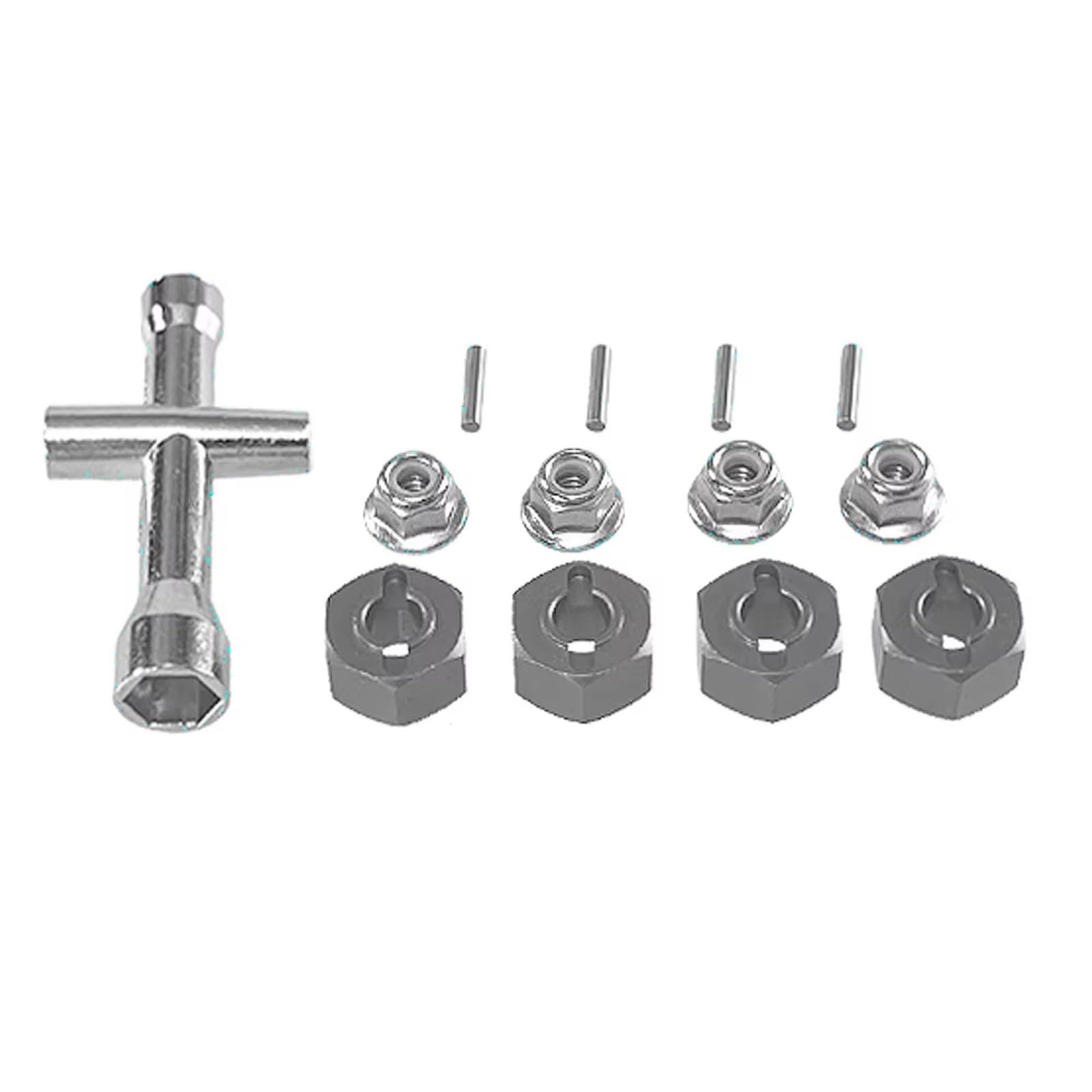RC Autozubehö Für Hyper Go Für MJX 14209-10 H14BM 14301 02 03 H16BM 1/14 1/16 Kreuzschlüssel Hex Set M4 Mutter Metall Fernbedienung Auto Upgrade Teile(Titanium) von GTFRUQAS
