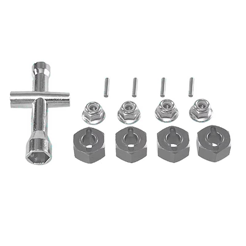 RC Autozubehö Für Hyper Go Für MJX 14209-10 H14BM 14301 02 03 H16BM 1/14 1/16 Kreuzschlüssel Hex Set M4 Mutter Metall Fernbedienung Auto Upgrade Teile(Titanium) von GTFRUQAS