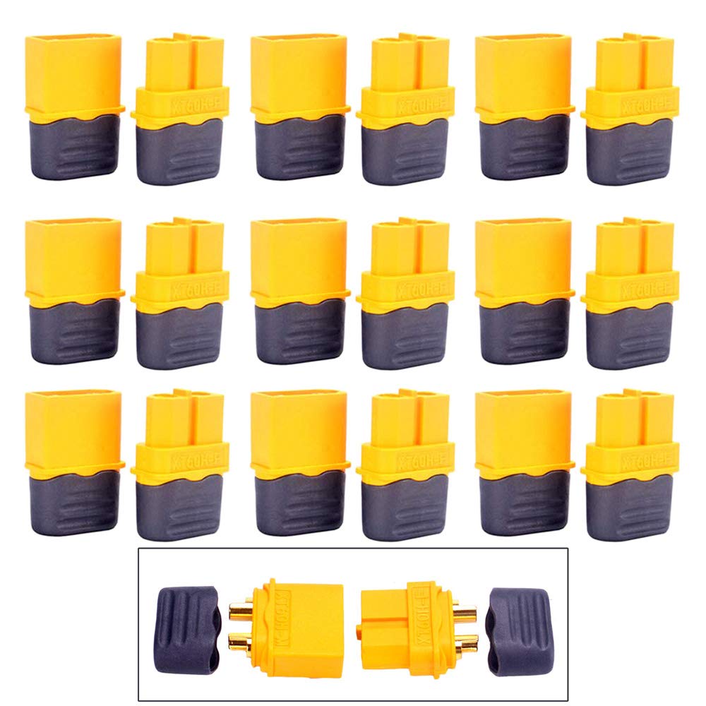 GTIWUNG 10 Pairs 10 Paar XT60 Batterie Anschlüsse, XT60 Männlich Weiblich Stecker Buchse, XT60H Mantelgehäuse Stecker für RC-Modell und mehr (10 Stück XT60H Stecker + 10 Stück XT60H Buchse) von GTIWUNG
