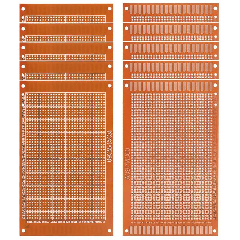 GTIWUNG 10 Stück PCB Board Prototype Lochrasterplatte Kit, Universal-Leiterplatten Lochrasterplatine 90x150mm Platine Streifenraster 9x15cm für Prototyping und elektronische Erstellung von Projekten von GTIWUNG