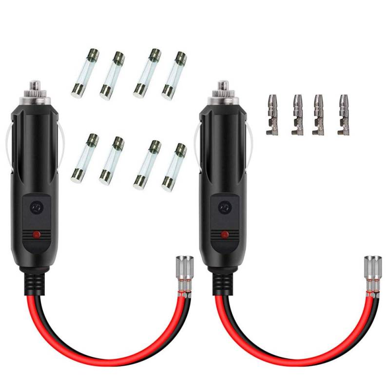 GTIWUNG 2 Stück Zigarettenanzünder Stecker, 12V Autostecker mit 4 Stück 10A/15A Sicherung, KFZ-Zigarettenanzünder Stromversorgung Kordel für tragbare DVD-Player, Auto, LKW, Bus-Kamera, Auto DVR von GTIWUNG