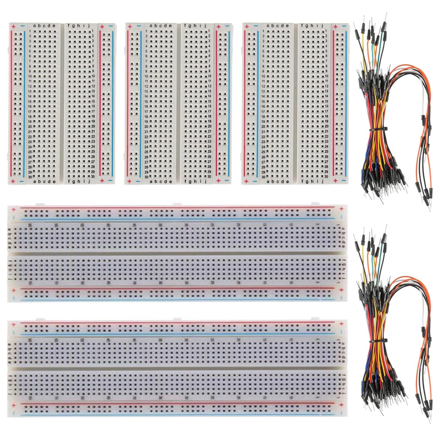 GTIWUNG 400 & 830 Tie Points Mini Breadboard Kit, Lötfreie Prototyp Leiterplatte für Arduino Proto Shield + 130Stk Steckbrücken Jumper Wire Kabel von GTIWUNG