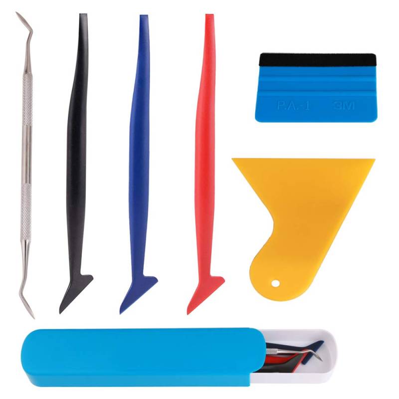 GTIWUNG 6Pcs Auto Micro Rakel Vinyl Wrap Grafik Anwendung Folienrakel Kunststoffrakel mit unterschiedlicher Härte für Autofolierung Film und Fahrzeug Wraps, Folienrakel mit Filzkante von GTIWUNG
