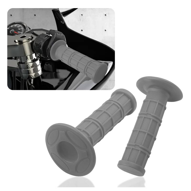 2 Stück Lenkergriffe, Anti-Rutsch Gummi Motorrad Griffe Mit 22mm Links & 24mm Rechts Kompatibel Mit CRF KXF, Universal Moped Zubehör für Frauen & Männer (Grau) von GTLM