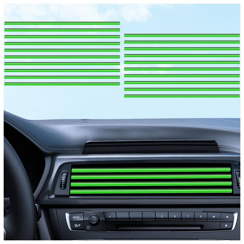 20 Stück 19.5cm Auto Deko Innenraum für Entlüftung,U-Form & Biegbar Auto Gadgets Innenraum für Entlüftungsöffnung,Universal Auto Zubehör Innenraum für Gerade Lüftungsschlitze (Grün) von GTLM