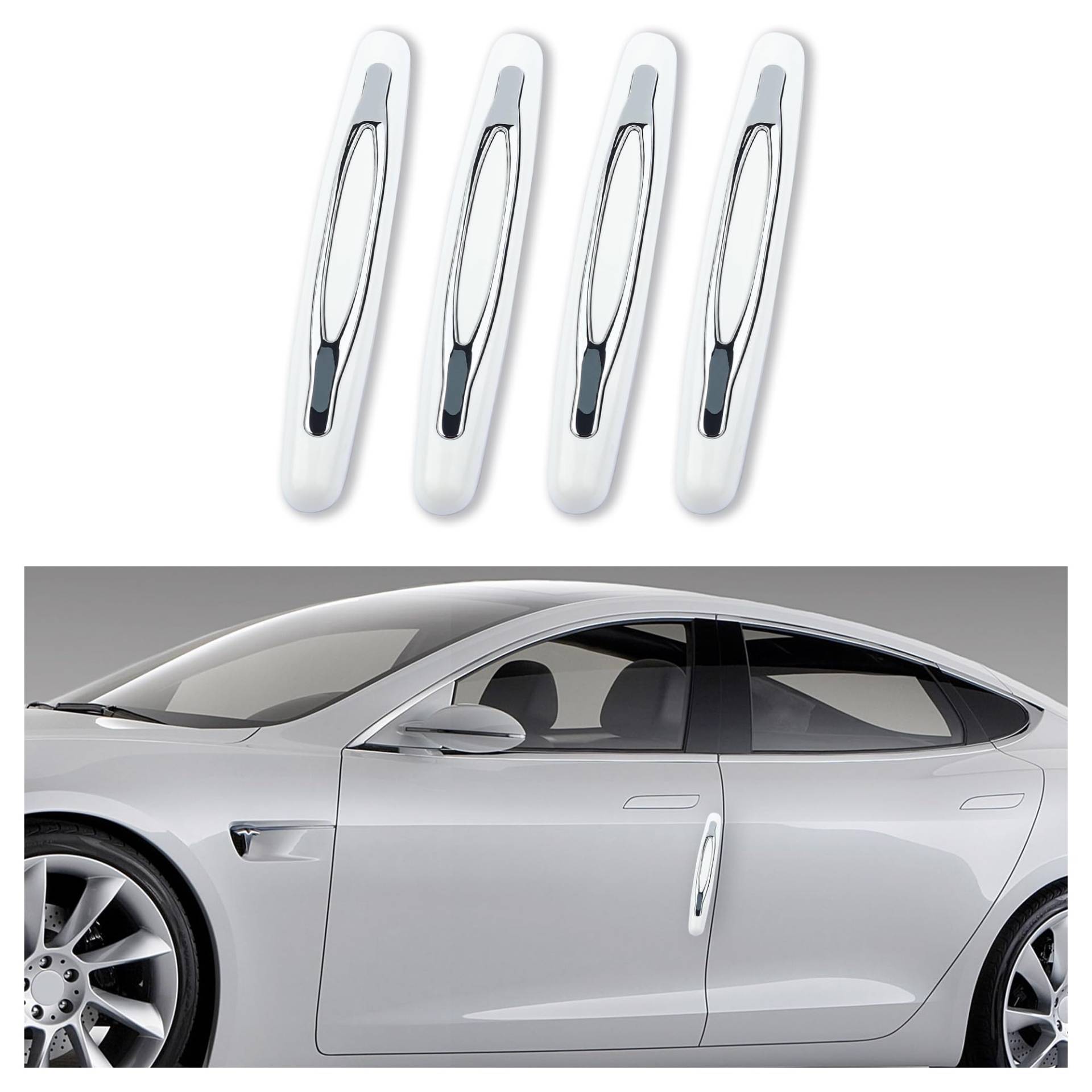 4PCS Autotür Kantenschutz,Anti-Kratz Auto Türkantenschutz Zierstreifen mit Selbstklebendem zum Schutz des Türgriffs,Universelle Auto Zubehör für Stoßstange/Türklinke/Türklinke (Weiß) von GTLM