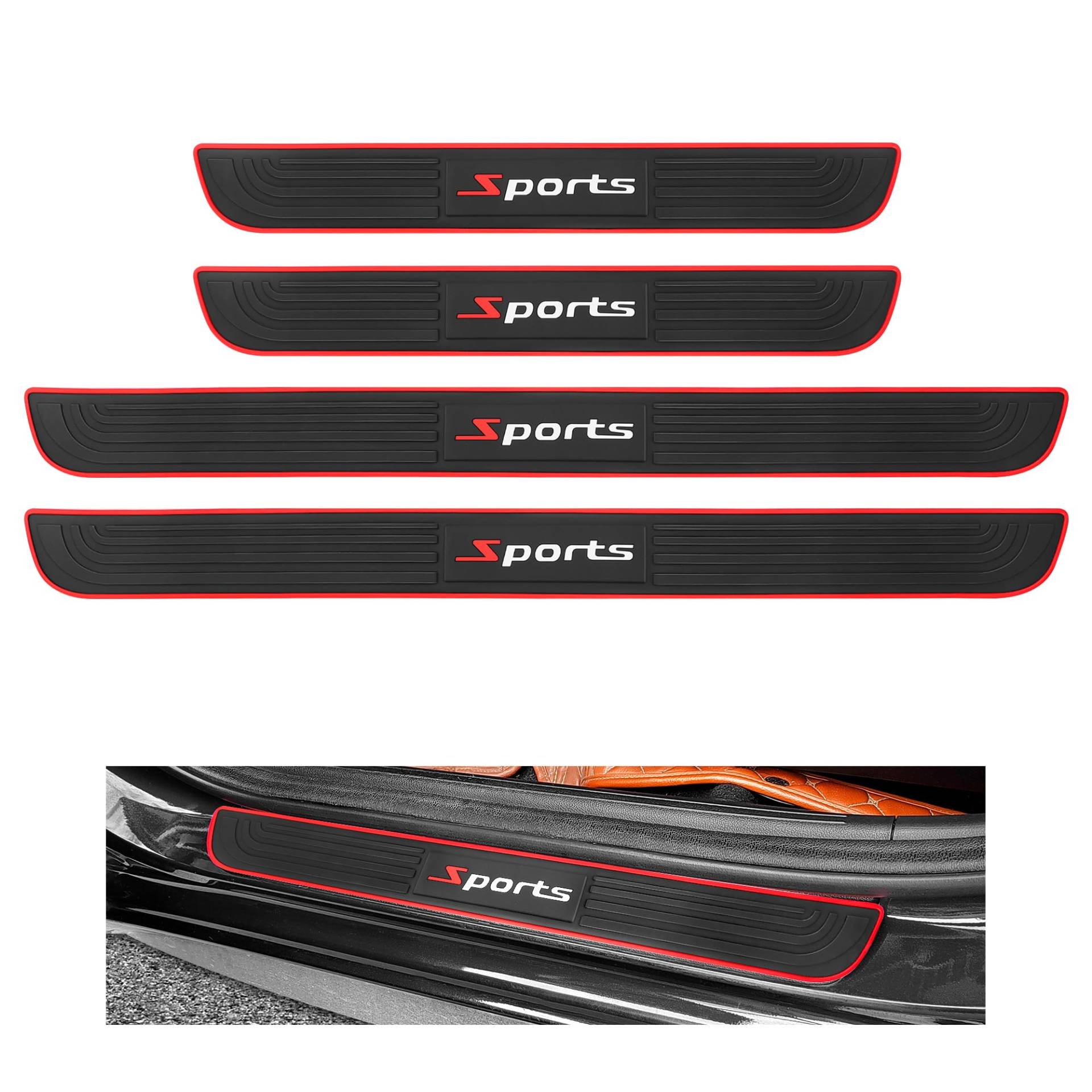 4PCS Car Door Sill Protector,Anti-Scratch Rubber Car Door Protector Edge Guards for Door Steps,Universal Waterproof Door Threshold Strips Exterior Accessories (Sports, Breite 5CM) von GTLM