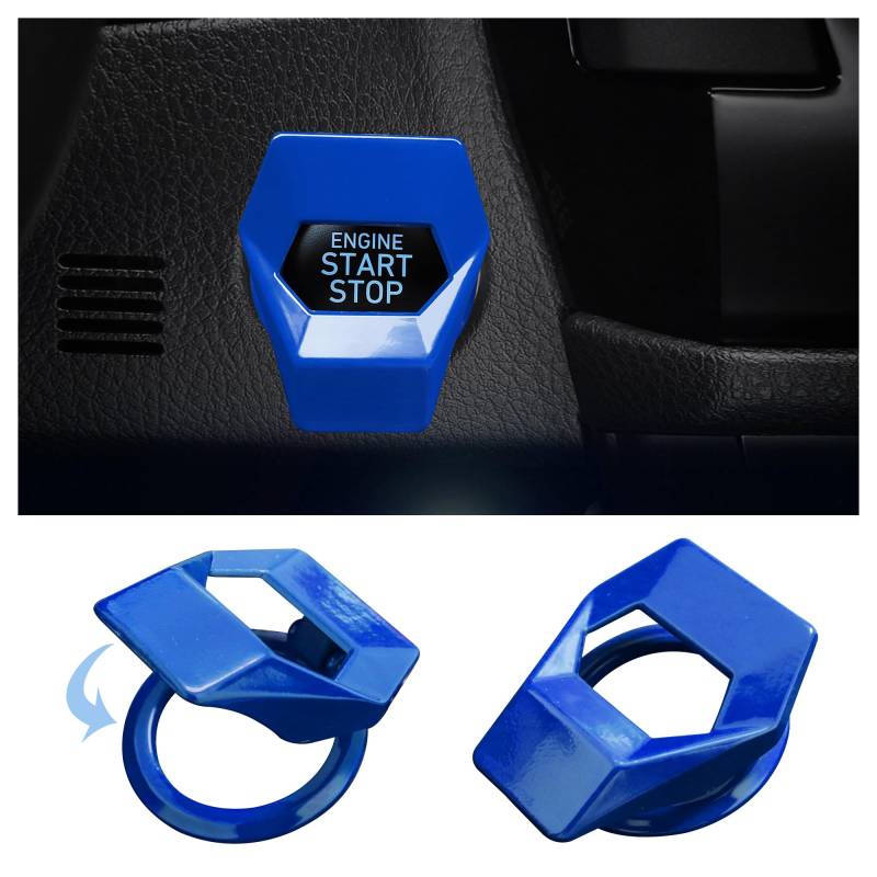 Auto Start Stop Knopf Abdeckung,Zinklegierung Auto Startknopf Abdeckung Auto Deko Innenraum,Abdeckung Startknopf Auto Kompatibel mit Civic CRV XRV Challenger Charger CHR (Blau) von GTLM