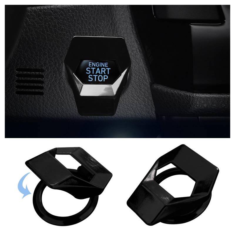 Auto Start Stop Knopf Abdeckung,Zinklegierung Auto Startknopf Abdeckung Auto Deko Innenraum,Abdeckung Startknopf Auto Kompatibel mit Civic CRV XRV Challenger Charger CHR (Schwarz) von GTLM