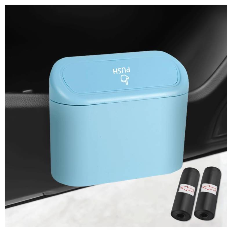 GTLM Auto Mülleimer + 2PCS Müllsack, Innenraum Aufbewahrung für Autositz, Mittelarmlehne, Universeller Automülleimer Mit Deckel, Zubehör (Blau) von GTLM