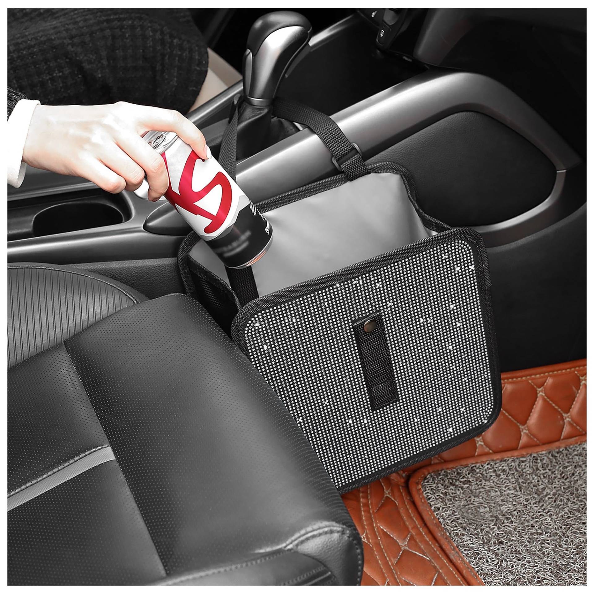 GTLM Zusammenklappbar Auto Mülleimer mit Bling Strass,Tragbar Automülleimer für Autositz Organizer & Auto Deko Innenraum,Universal Auto Camping Mülleimer Auto Zubehör für Auto SUV LKW GTLM Zusammenklappbar Auto Mülleimer mit Bling Strass,Tragbar Automülleimer für Autositz Organizer & Auto Deko Innenraum,Universal Auto Camping Mülleimer Auto Zubehör für Auto SUV LKW von GTLM