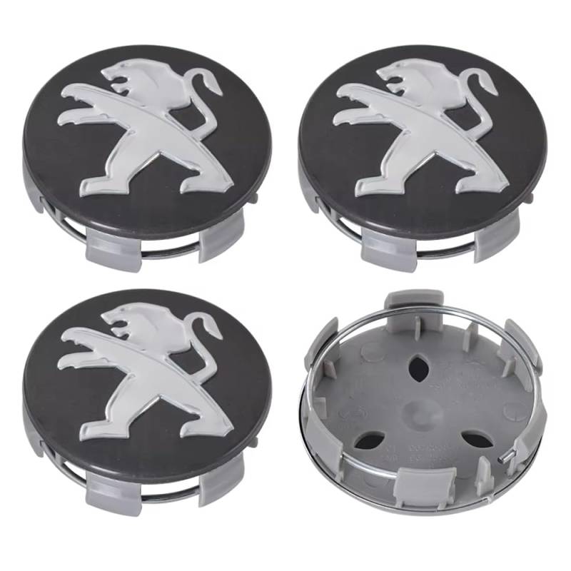 4 Nabendeckel 60mm Nabenkappen für Peugeot 308cc Cabrio ab Bj. 2009-2015, ABS Kunststoff Aluminium Felgendeckel Nabenkappe Radkappen Felgenkappen Radnabenabdeckung,E- von GTME