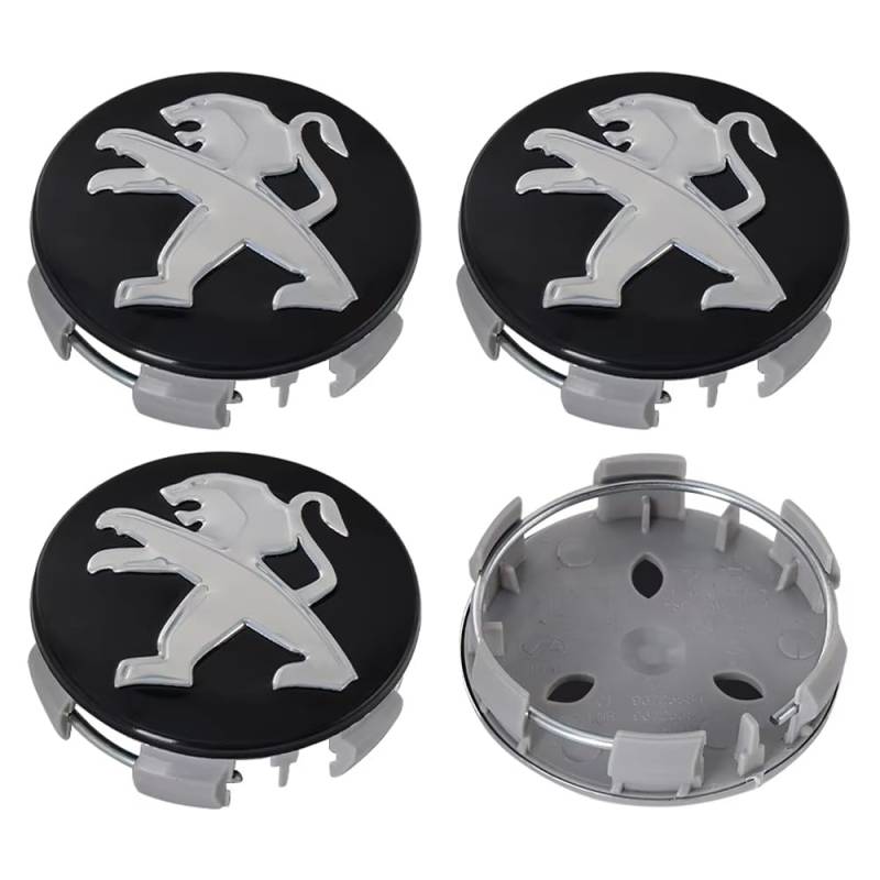 4 Nabendeckel 60mm Nabenkappen für Peugeot 308cc Cabrio ab Bj. 2009-2015, ABS Kunststoff Aluminium Felgendeckel Nabenkappe Radkappen Felgenkappen Radnabenabdeckung,F- von GTME