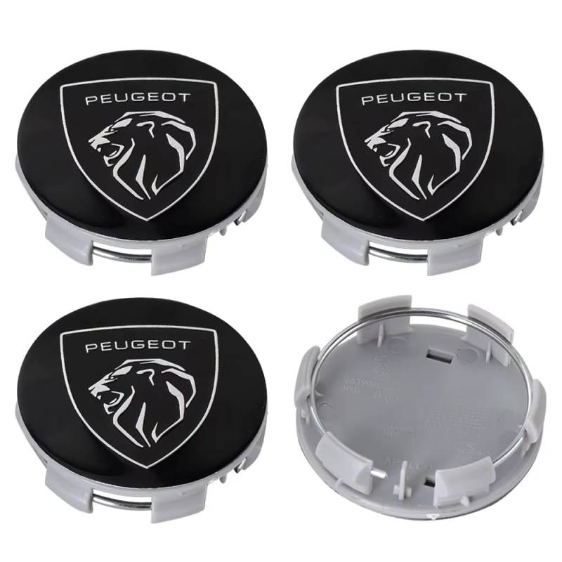 4 Nabendeckel 60mm Nabenkappen für Peugeot 508 SW I 8E Facelift I 2014-2018, ABS Kunststoff Aluminium Felgendeckel Nabenkappe Radkappen Felgenkappen Radnabenabdeckung,A- von GTME