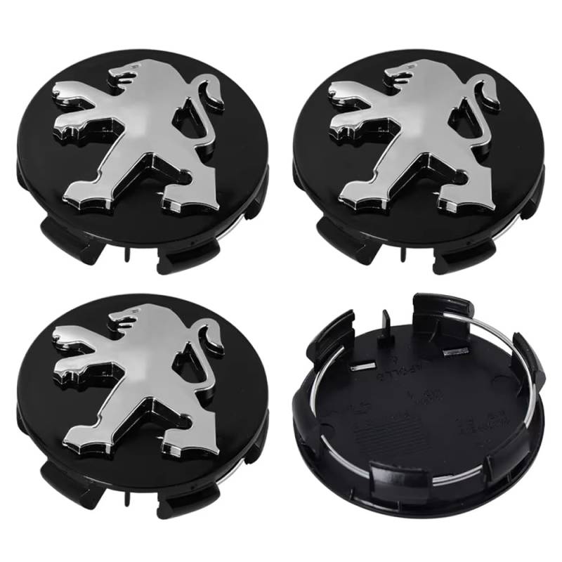 4 Nabendeckel 60mm Nabenkappen für Peugeot Traveller 3.Generation ab Bj.2016, ABS Kunststoff Aluminium Felgendeckel Nabenkappe Radkappen Felgenkappen Radnabenabdeckung,B- von GTME