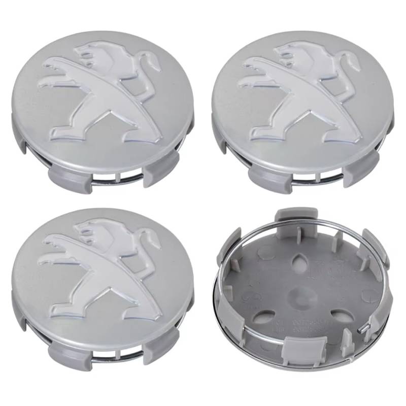 4 Nabendeckel 60mm Nabenkappen für Peugeot Traveller 3.Generation ab Bj.2016, ABS Kunststoff Aluminium Felgendeckel Nabenkappe Radkappen Felgenkappen Radnabenabdeckung,D- von GTME