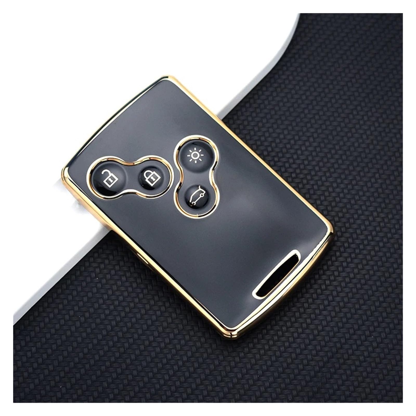 Für Duster Captur Clio Logan Megane 1 2 3 Koleos Scenic Zubehör 4 Tasten TPU Auto Schlüssel Fall Abdeckung Shell Fob Schlüsselanhänger(Black Key Cover) von GTOQEV