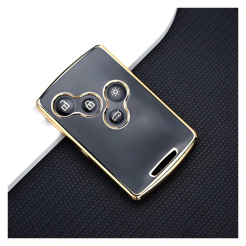 Für Duster Captur Clio Logan Megane 1 2 3 Koleos Scenic Zubehör 4 Tasten TPU Auto Schlüssel Fall Abdeckung Shell Fob Schlüsselanhänger(Black Key Cover) von GTOQEV