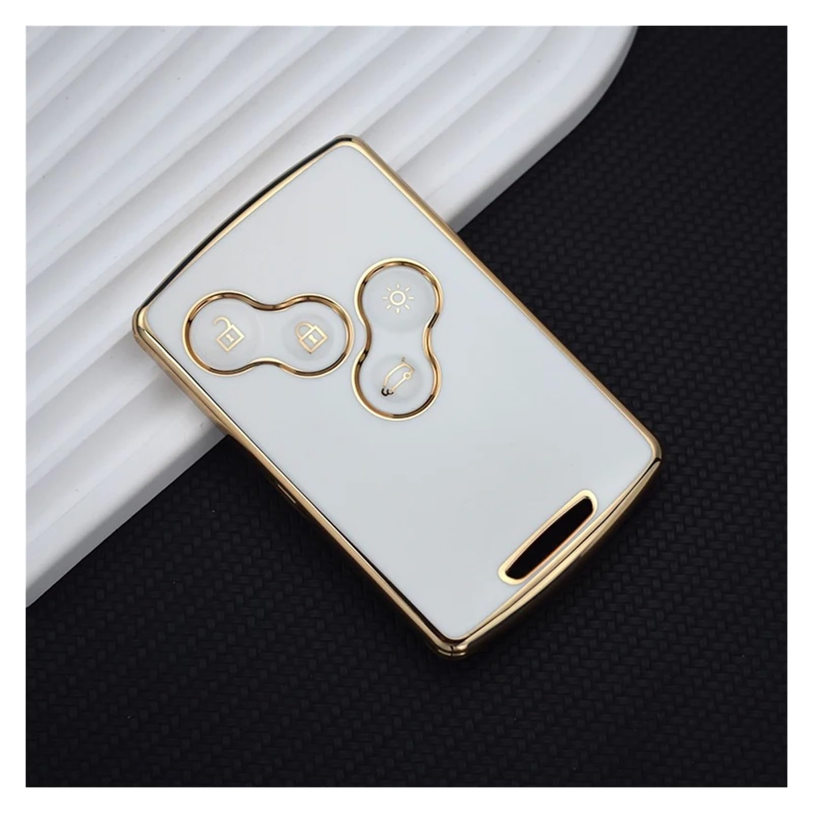 Für Duster Captur Clio Logan Megane 1 2 3 Koleos Scenic Zubehör 4 Tasten TPU Auto Schlüssel Fall Abdeckung Shell Fob Schlüsselanhänger(White Key Cover) von GTOQEV