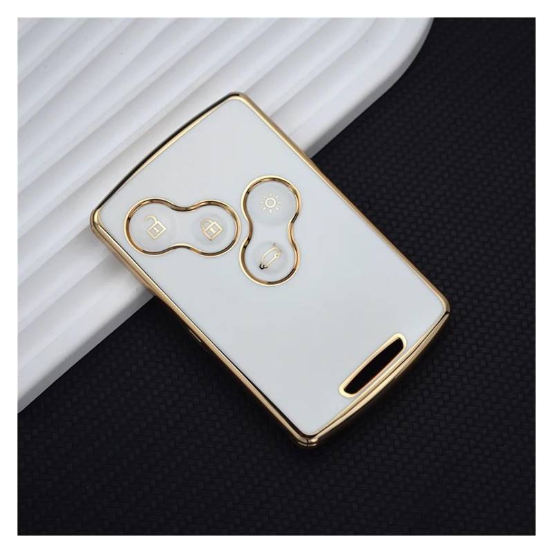 Für Duster Captur Clio Logan Megane 1 2 3 Koleos Scenic Zubehör 4 Tasten TPU Auto Schlüssel Fall Abdeckung Shell Fob Schlüsselanhänger(White Key Cover) von GTOQEV