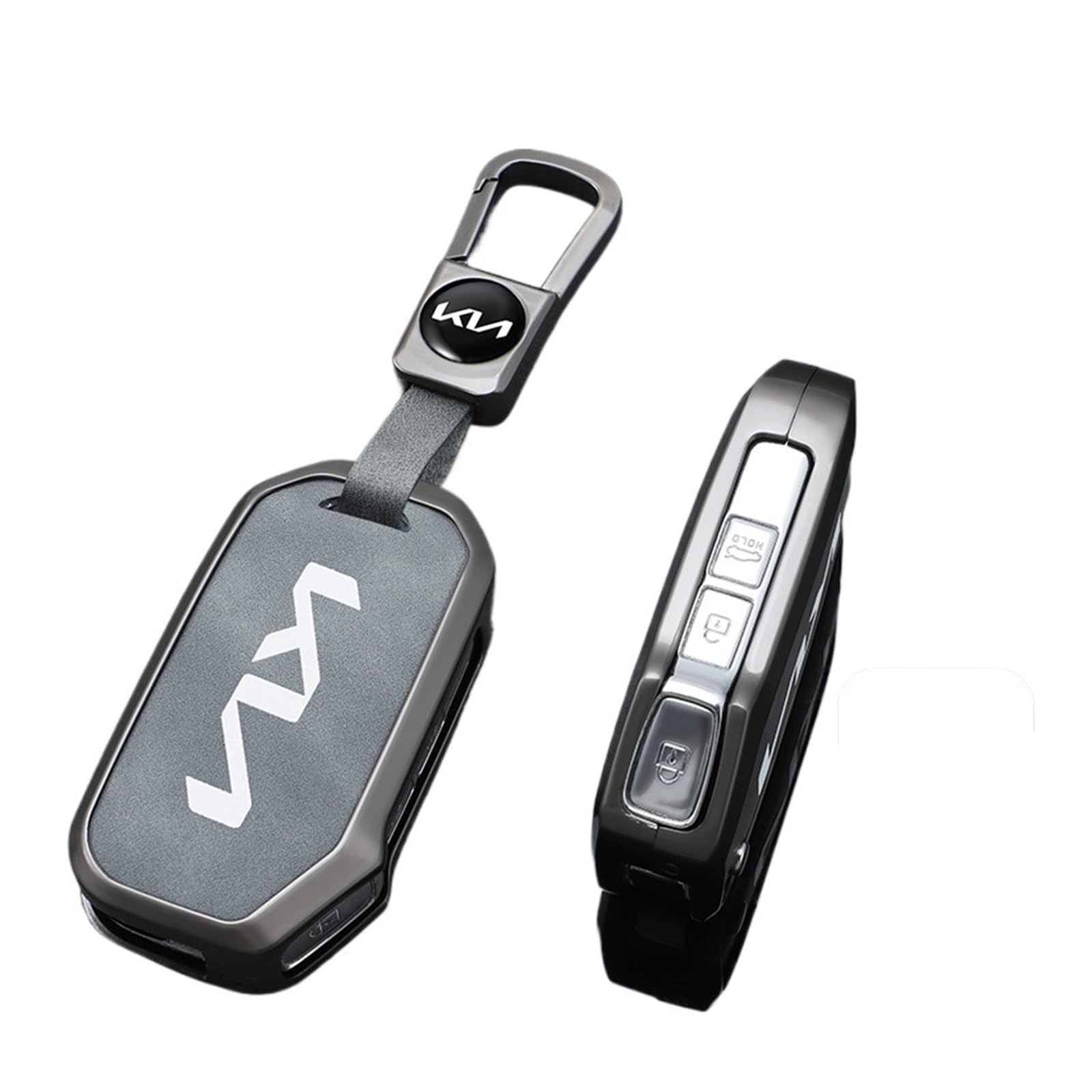 Für Kia Sportage Ceed Xceed Sport K5 Seltos 2019 2020 2022 2023 Zink-Legierung Fernbedienung Schlüssel Fall Auto Halter Kette Schlüssel Abdeckung(N-Grey Keychain) von GTOQEV