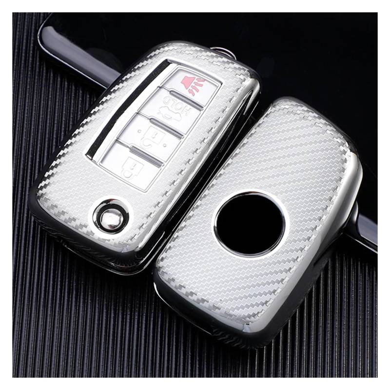 Für Nissan Qashqai J11 Juke Xtrail Sunny Cefiro A32 Für Qashqai Schalter 2020 Halter Keychain 2 3 4 Tasten TPU Auto Schlüssel Fall Abdeckung(Silver) von GTOQEV