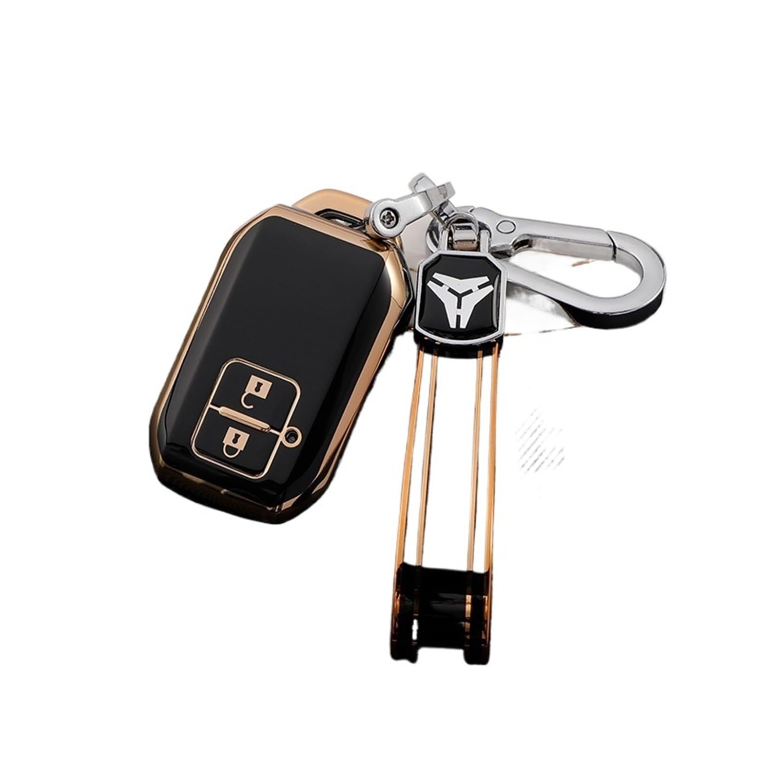 Für Suzuki Swift Wagon R Monopoly Typ Keyless Shell Schutz 2 Taste TPU Auto Schlüssel Fernbedienung Fall Abdeckung Schlüssel Kette Zubehör(Black Key Chain) von GTOQEV