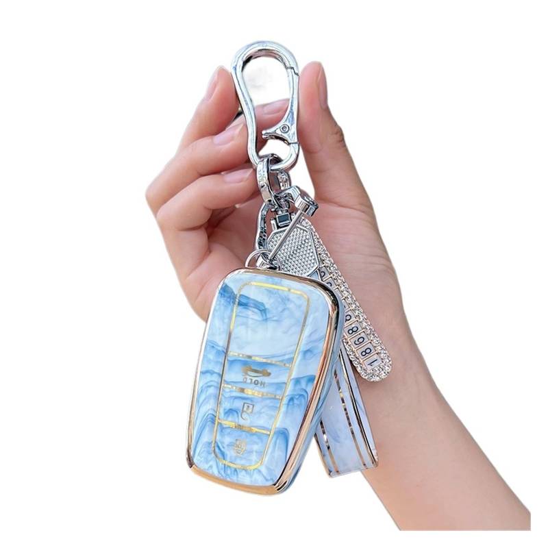 Für Toyota RAV4 Prius Camry Corolla CHR C-HR Land Cruiser Prado 2 3 Tasten TPU Auto Schlüssel Fall Abdeckung Schlüsselanhänger Zubehör(Milky) von GTOQEV