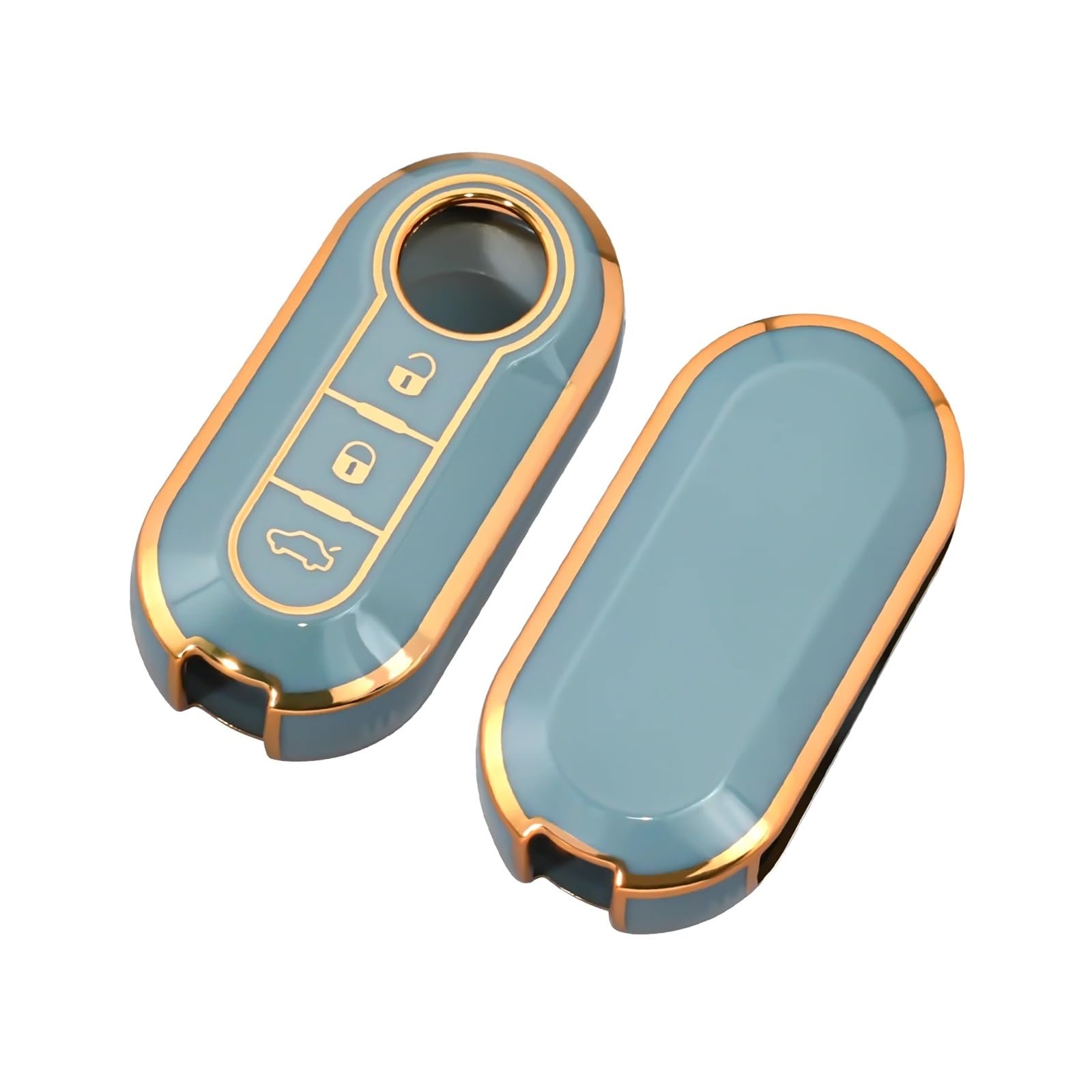 Mode Auto Schlüssel Fall Abdeckung Für FIAT 500 Ducato Panda 500L Punto Lancia Musa Für Citroen Für Citroen Auto Schlüsselanhänger(Blue Gold) von GTOQEV