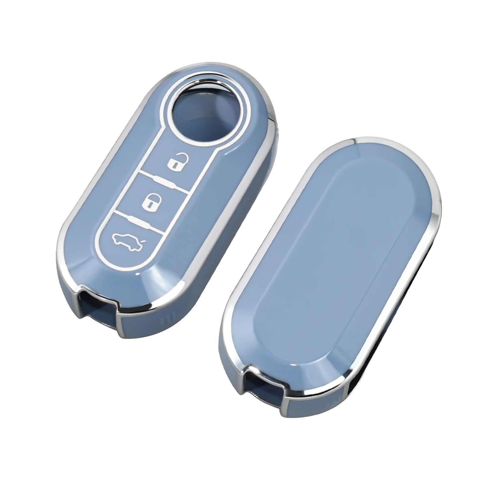 Mode Auto Schlüssel Fall Abdeckung Für FIAT 500 Ducato Panda 500L Punto Lancia Musa Für Citroen Für Citroen Auto Schlüsselanhänger(Blue Silver) von GTOQEV